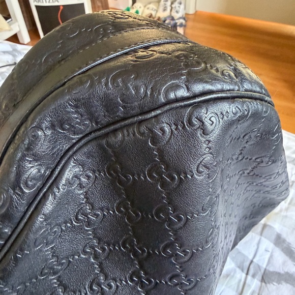 Gucci Black Embossed Hobo Bag with Gold Accents - Picture 8 of 11